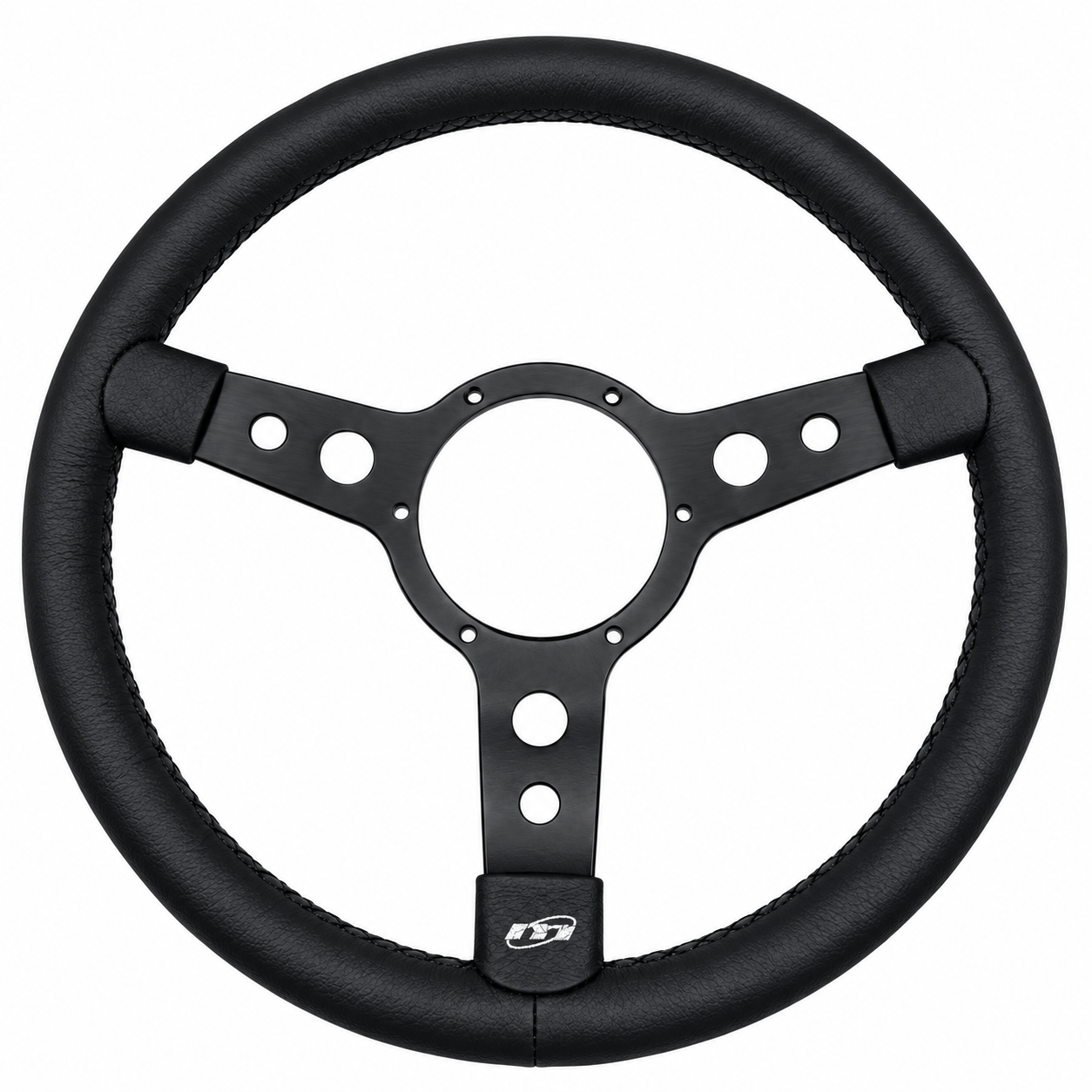 MINI & MOKE 14" MOUNTNEY STEERING WHEEL W/ BLACK CENTRE, BLACK LEATHER & BLACK STITCHING - [43SBLB]